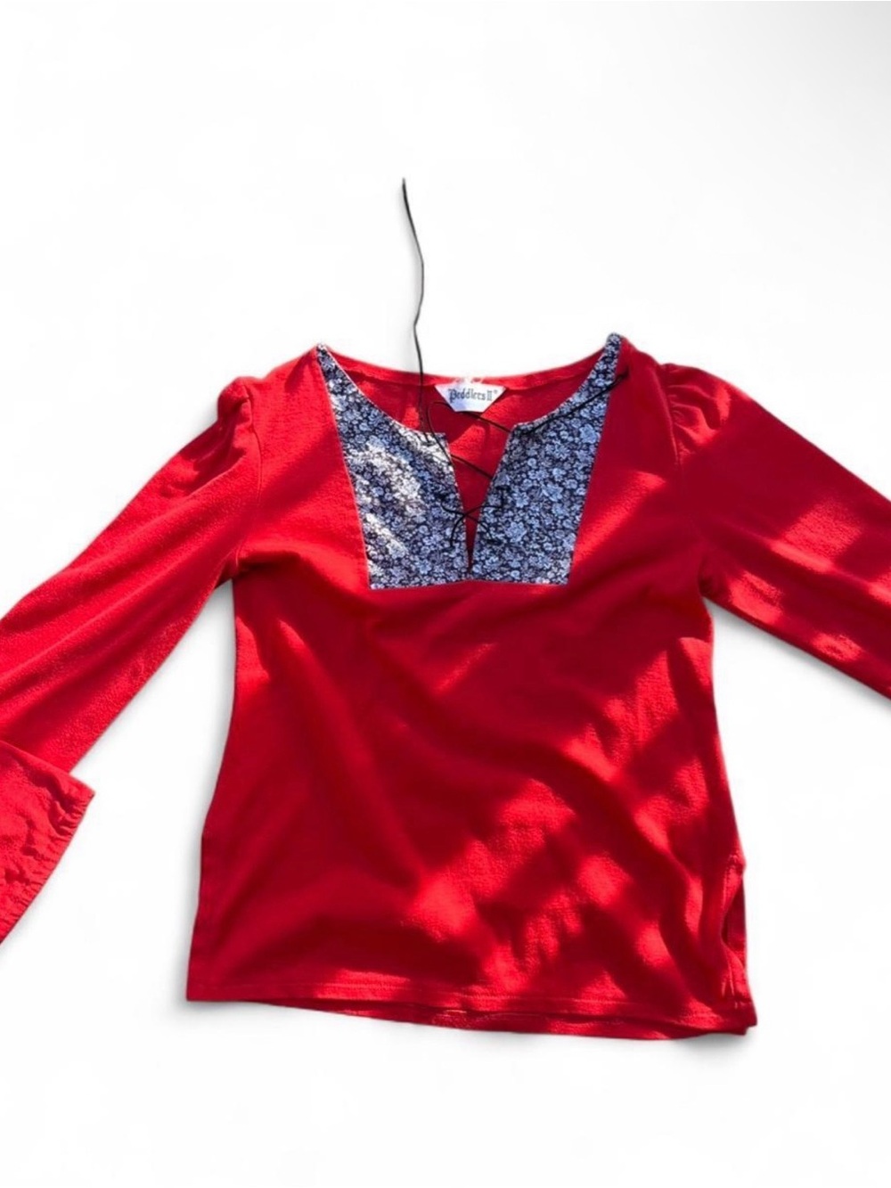 Y2K Red Lace Up Bell Sleeve Fairycore Top Vintage Boho Whimsigoth Grunge Vtg - Picture 5 of 8